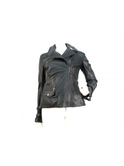 Asymmetrical women's jacket, neck with side zip closure Asymmetrical women's jacket, neck with side zip closure