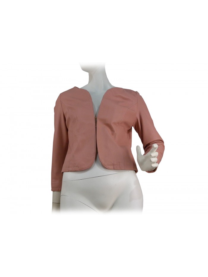 Short women's jacket mod. Cinzia, chanel collar and 3/4 sleeve Short women's jacket mod. Cinzia, chanel collar and 3/4 sleeve