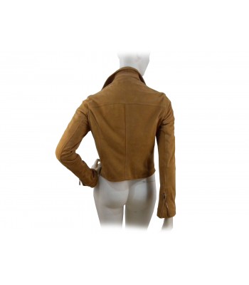 Woman jacket mod. Nadia in suede leather with asymmetrical zip closure 2