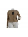 Giacca donna mod. Aurora scamosciata, collo chanel chiusura e 2 tasche