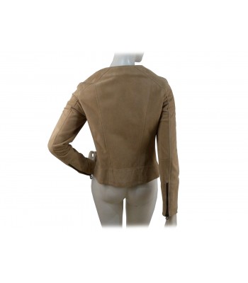 Woman jacket mod. Aurora suede, chanel collar closure and 2 pockets 2