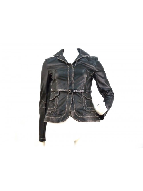Men's flared women's jacket with a stitched belt Men's flared women's jacket with a stitched belt