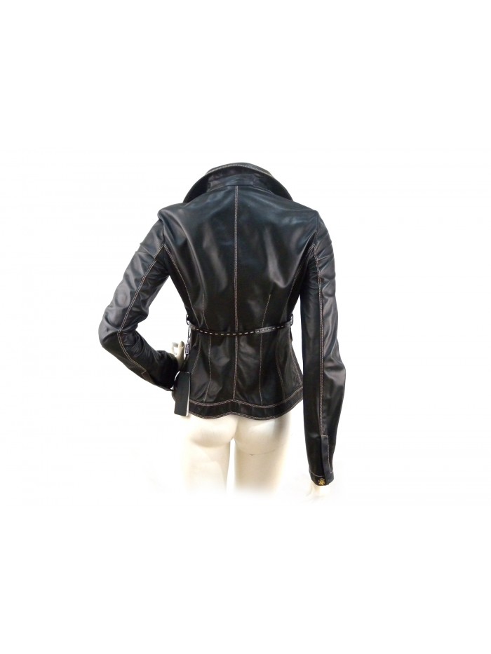 Men's flared women's jacket with a stitched belt