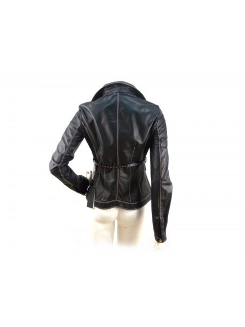 Men's flared women's jacket with a stitched belt