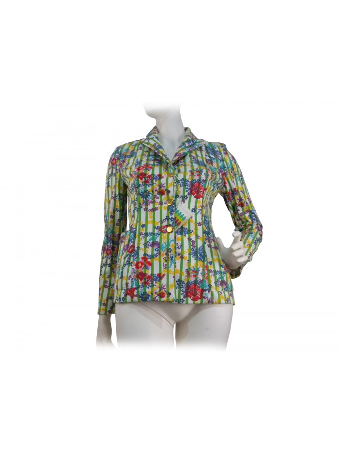 Women's jacket in cotton knit, men's cut with 2 pockets Women's jacket in cotton knit, men's cut with 2 pockets