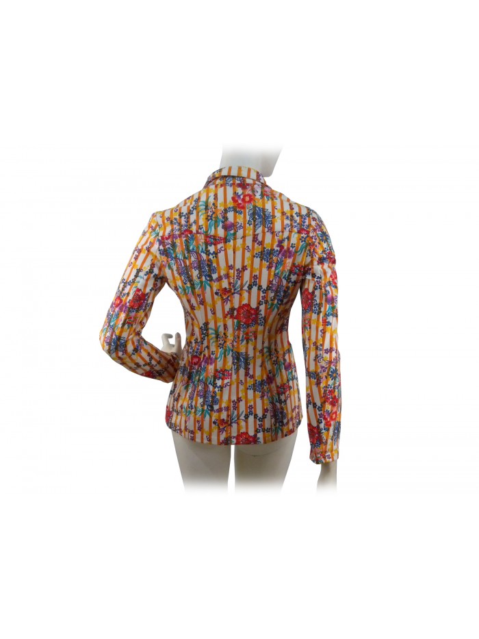 Women's jacket in cotton knit, men's cut with 2 pockets