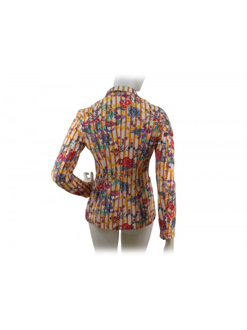 Women's jacket in cotton knit, men's cut with 2 pockets