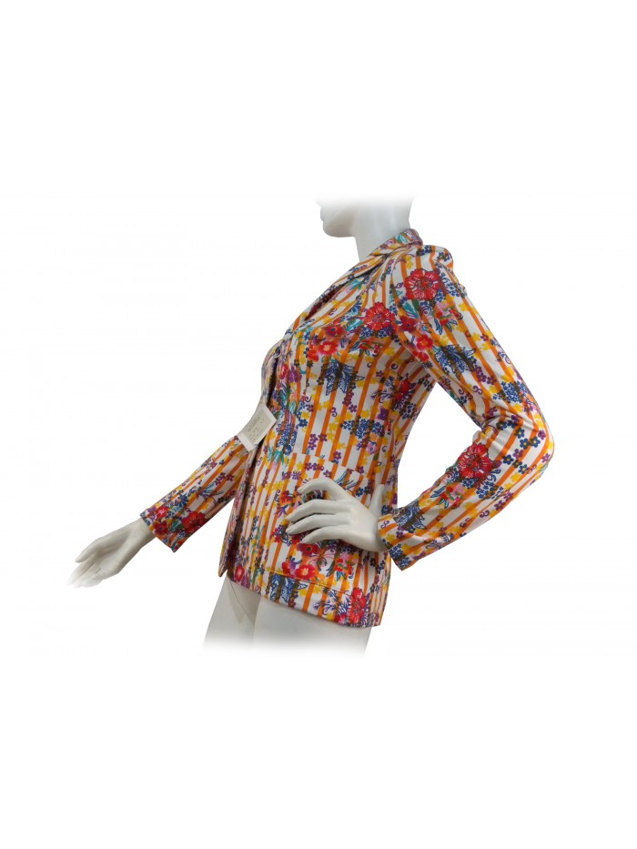 Giacca donna in maglina di cotone, taglio maschile con 2 tasche