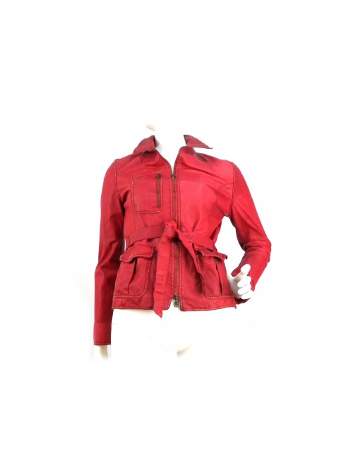 Woman jacket mod. Doris, male collar with waist belt