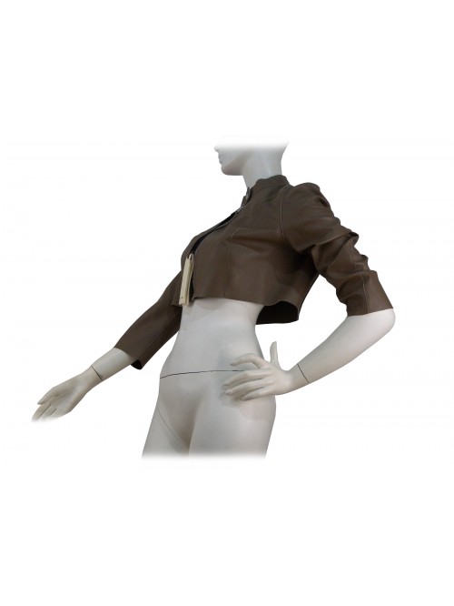 Giacca donna mod. Gentile corto chanel taglio biker, maniche 3/4