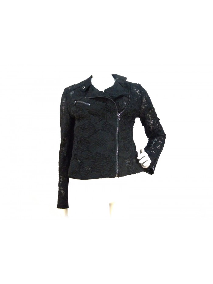 Woman jacket model nail with floral lace decoration Woman jacket model nail with floral lace decoration