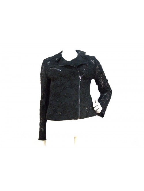 Woman jacket model nail with floral lace decoration Woman jacket model nail with floral lace decoration