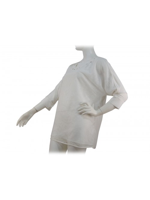 Wide women's blouses with lace-effect front with studs