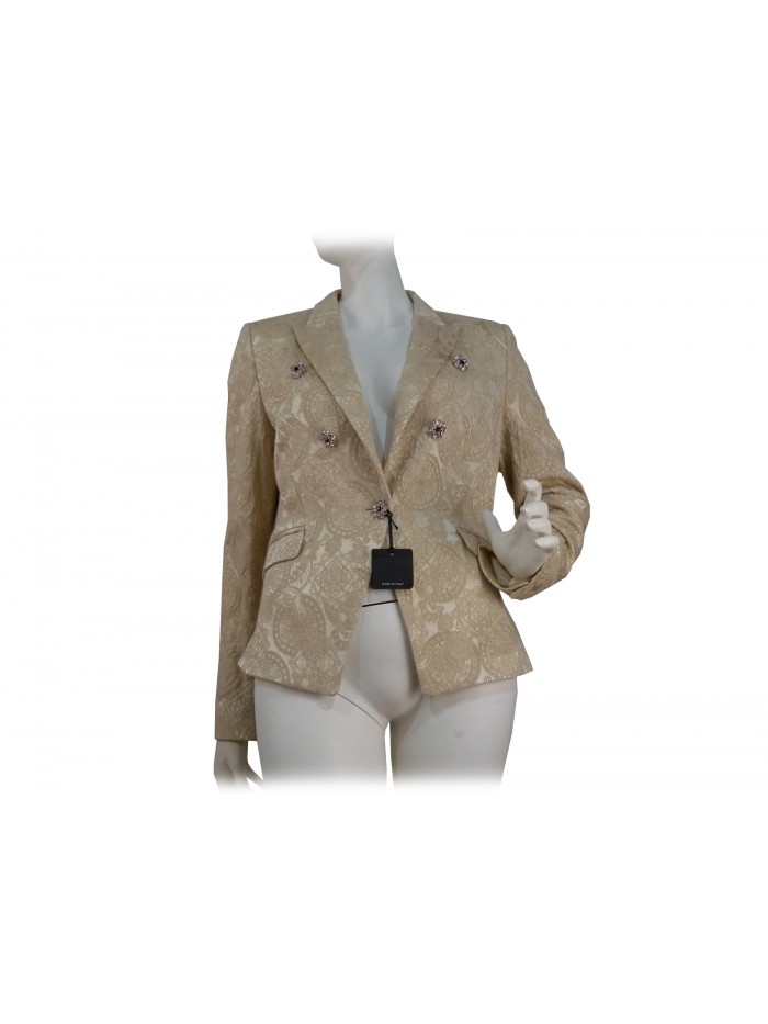 Flared women's jacket, modular pattern in relief Flared women's jacket, modular pattern in relief