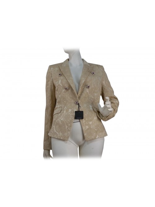Flared women's jacket, modular pattern in relief Flared women's jacket, modular pattern in relief