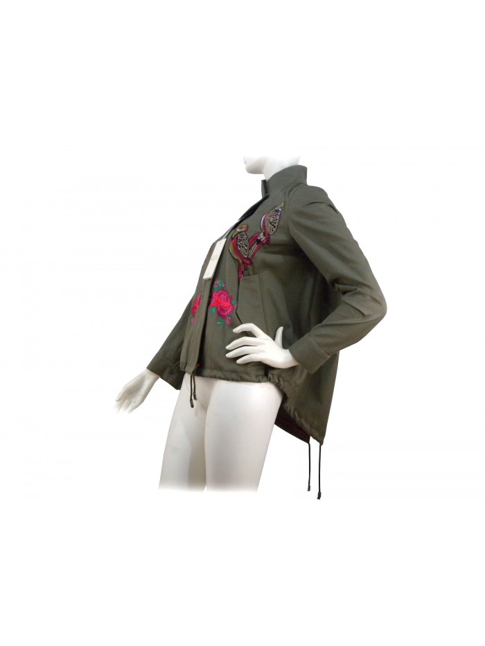 Carol single-breasted women's jacket with pistagne, zip closure with buttons