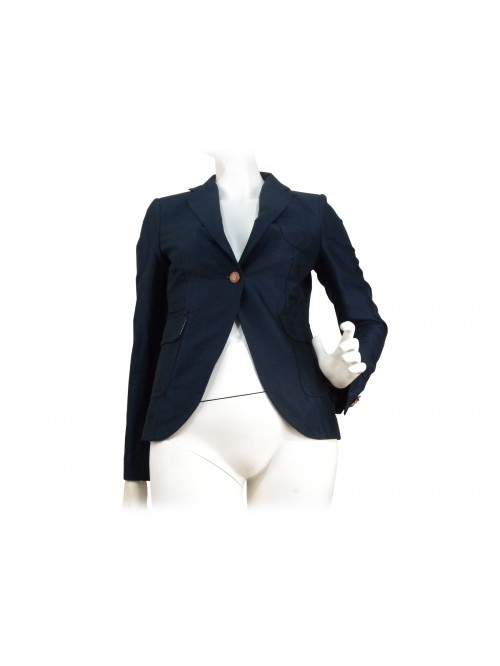 Giacca donna taglio maschile sfiancata con 2 tasche a toppa e taschino Giacca donna taglio maschile sfiancata con 2 tasche a toppa e taschino