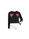 Short women's jacket, piqué fabric with chest pockets and red hearts patches