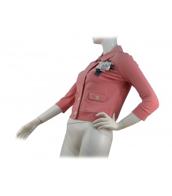 Giacca donna corta Vintage in maglina di cotone, collo camicia 2