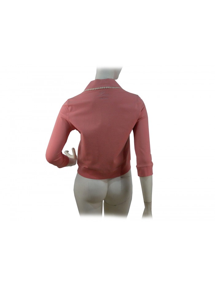 Vintage short women's jacket in cotton knit, shirt collar