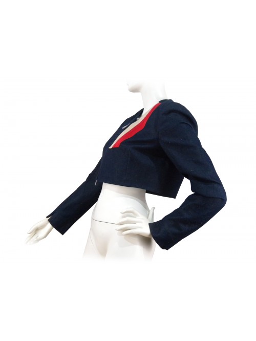 Giacca donna corto coprispalla, tessuto jeansato, chiusura