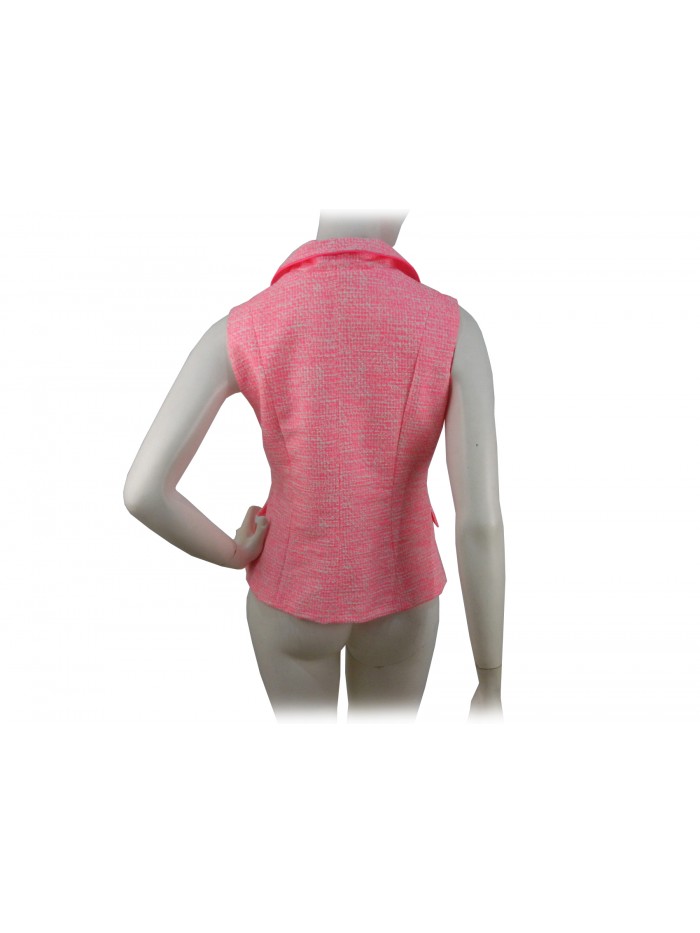 Flared women's waistcoat, edging on color, textured fabric