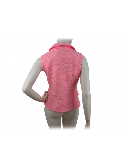 Flared women's waistcoat, edging on color, textured fabric