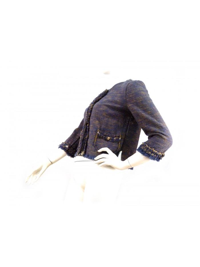 Short woman chanel jacket, 3/4 sleeve with ruffle