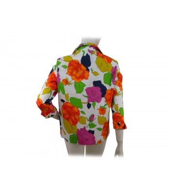 Giacca donna sfoderata taglio maschile, manica 3/4 con fantasia 2