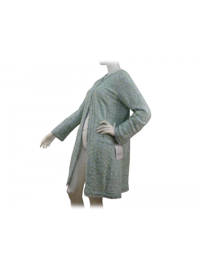 Women's jacket with frayed knitted effect duster