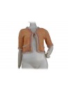Short unlined women's jacket, 3/4 sleeve, fringed on silver edges