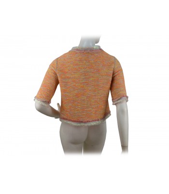 Giacca donna sfoderata corta, manica 3/4, sfrangiata su bordi argento 2