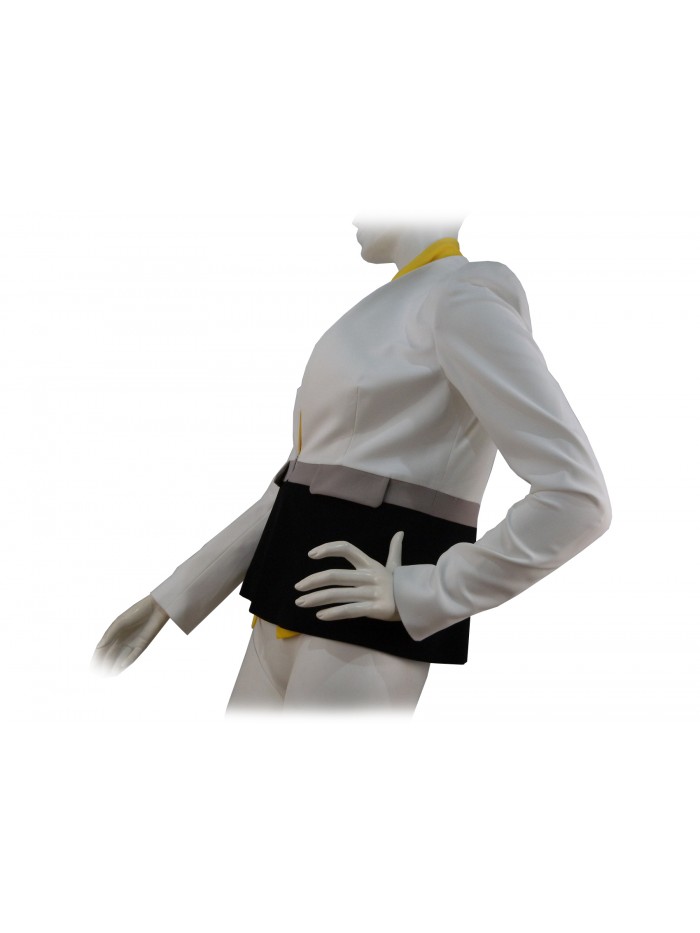 Giacca donna elegante scollata con foulard collo a contrasto