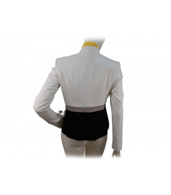 Giacca donna elegante scollata con foulard collo a contrasto 2