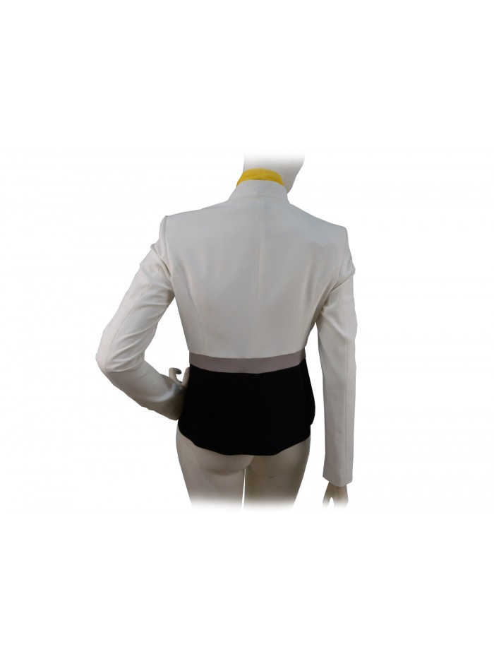 Giacca donna elegante scollata con foulard collo a contrasto