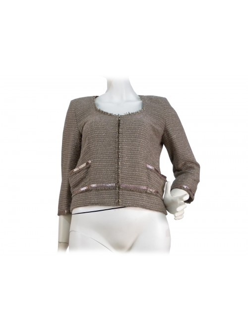 Short chanel women's jacket, 3/4 sleeve, fringed edging Short chanel women's jacket, 3/4 sleeve, fringed edging