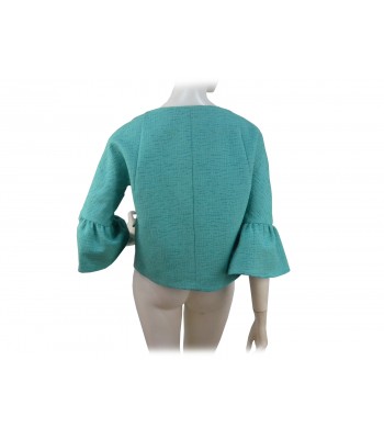 Short lined woman jacket, fabric with mosaic decorations in relief on color 2