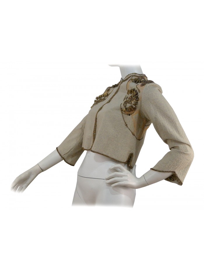 Woman jacket cover shoulders, 3/4 sleeve with edging and decorations