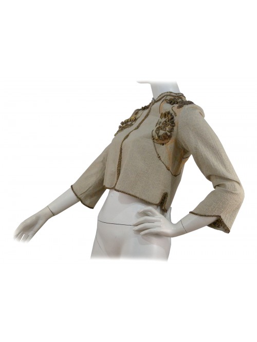 Woman jacket cover shoulders, 3/4 sleeve with edging and decorations
