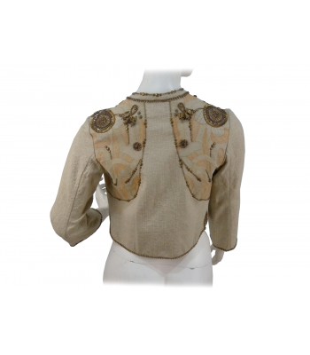 Giacca donna copri spalle, manica 3/4 con bordatura e decori 2