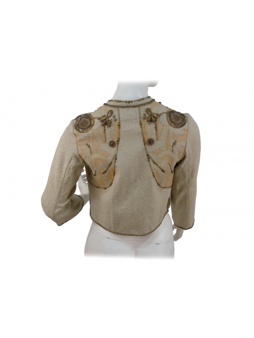 Woman jacket cover shoulders, 3/4 sleeve with edging and decorations