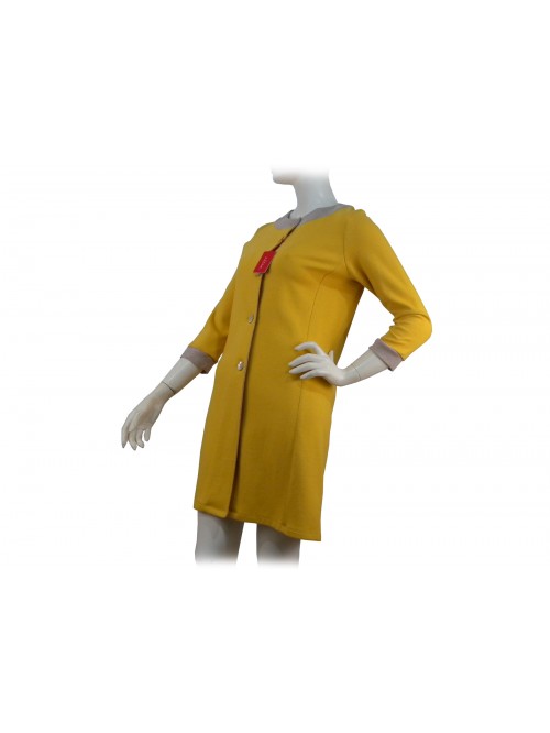 Chanel women's duster jacket, gray contrasting collar and cuffs