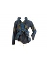 Women's open jacket, collar with ruffle, half-belt fixed closure