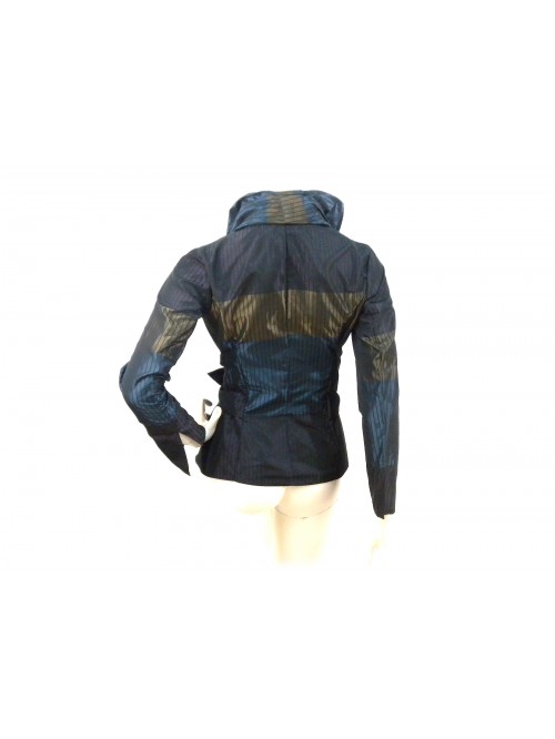 Women's open jacket, collar with ruffle, half-belt fixed closure