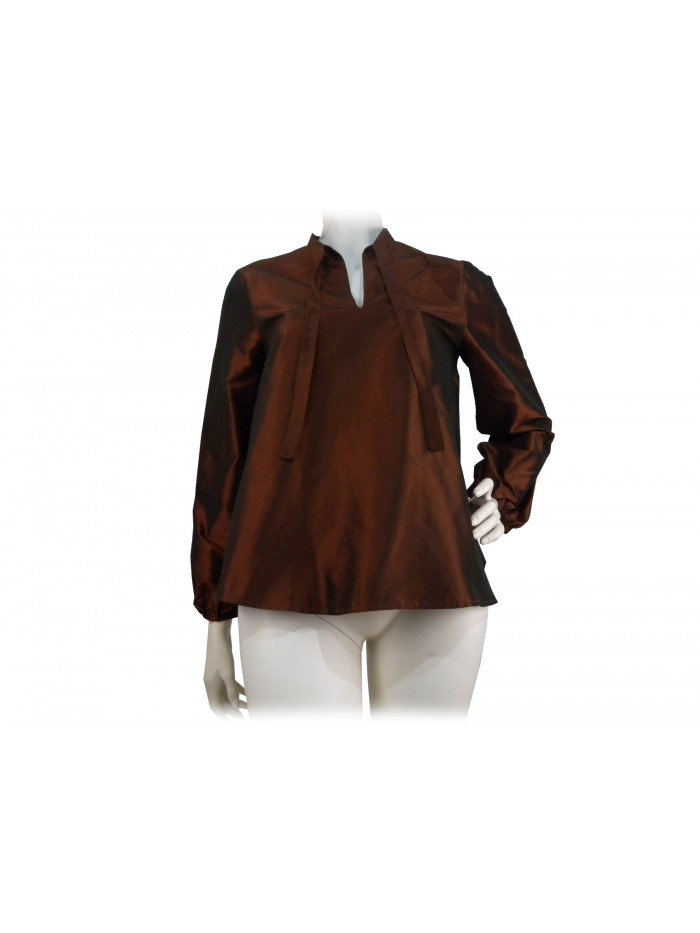 Taffeta effect woman shirt, open collar Korean model Taffeta effect woman shirt, open collar Korean model