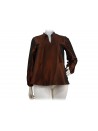 Taffeta effect woman shirt, open collar Korean model