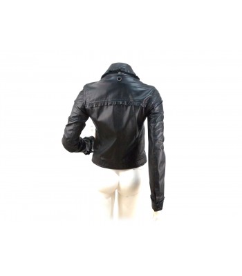 Giacca donna pelle anilina con piccole arricciature su collo 2