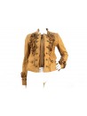 Woman jacket decorated with floral leather inserts on the chest