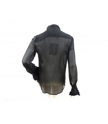 Camicia donna con doppio volant, plissè al collo e sui bordi inferiori e polsi. 2