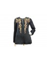 Caftan model woman shirt, long sleeve with embroidered decoration